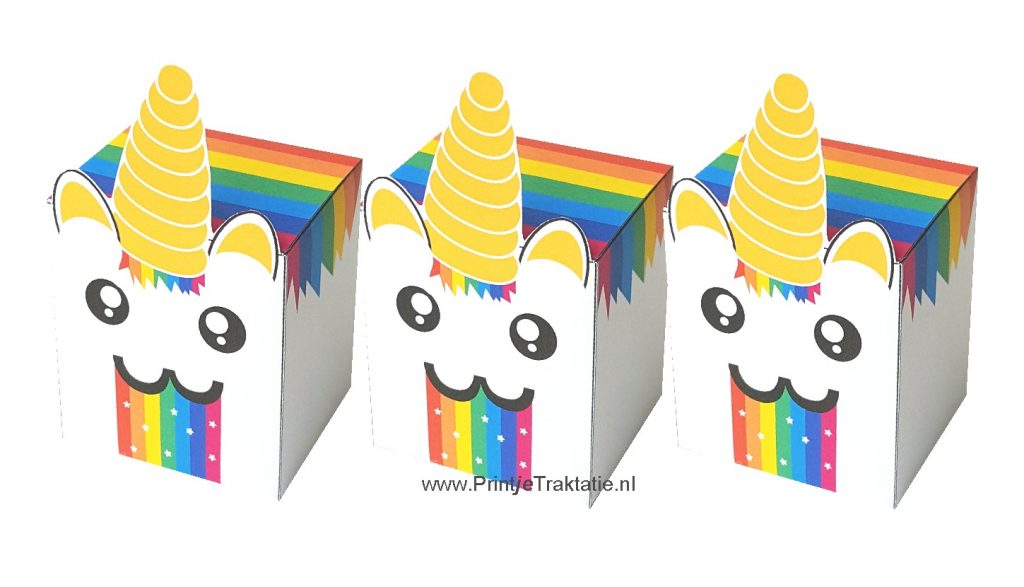 Rainbow unicorn puke traktatie doosje
