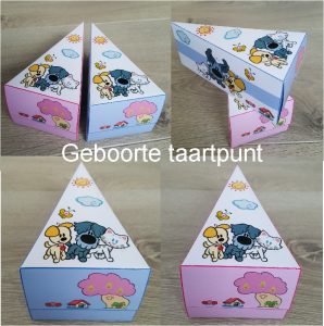 Geboorte taartpunt woezel en pip