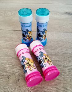 geboorte bellenblaas woezel en pip
