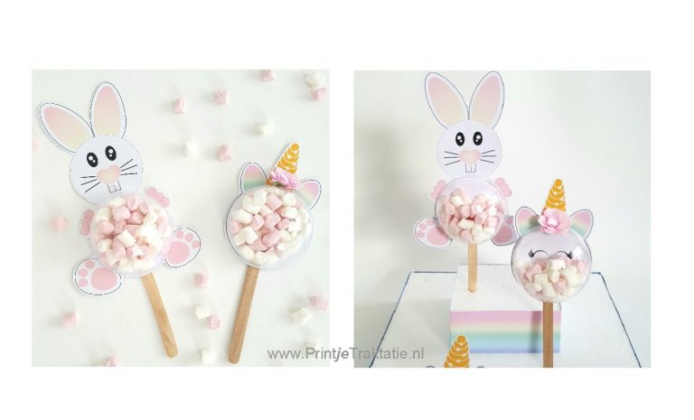 Unicorn en konijntje op ijsstokje
